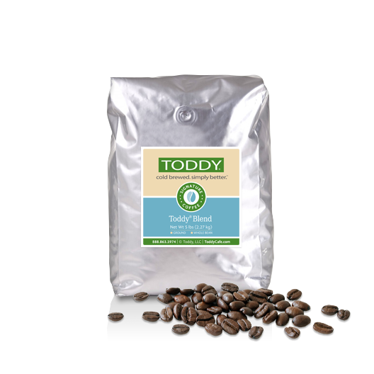 Five pound bag of whole bean Toddy cold brew coffee in Toddy Blend flavor